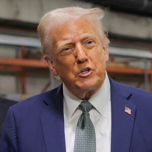 U.S. President Donald Trump tours the installations as he attends a board meeting for the Kennedy Center, in Washington, D.C., U.S., March 17, 2025. REUTERS/Carlos Barria