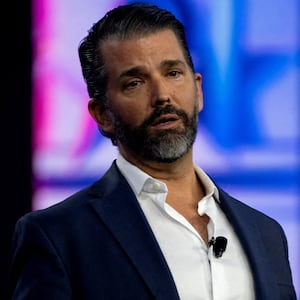 FILE PHOTO: Donald Trump Jr. speaks during the AmericaFest 2024 conference sponsored by conservative group Turning Point in Phoenix, Arizona, U.S. December 19, 2024.  REUTERS/Cheney Orr/File Photo