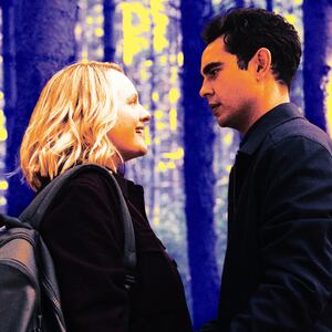 A photo illustration of Elisabeth Moss and Max Minghella in Handmaid's Tale.
