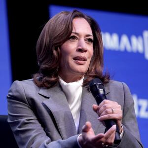 Kamala Harris speaks onstage during the HumanX AI Conference 2025 at Fontainebleau Las Vegas on March 09, 2025.