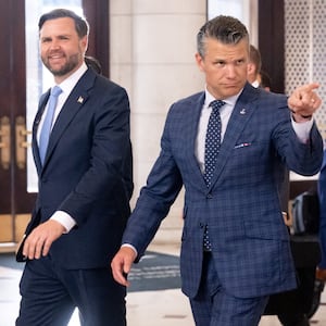 Vice President JD Vance, Defense Secretary Pete Hegseth and White House Deputy Chief of Staff Stephen Miller were met with protesters as they went to meet with National Guard service members stationed at Union Station in Washington, DC, August 20, 2025.