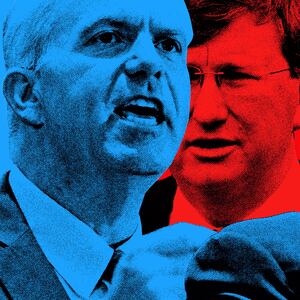 A photo illustration of Tate Reeves and Brandon Presley 