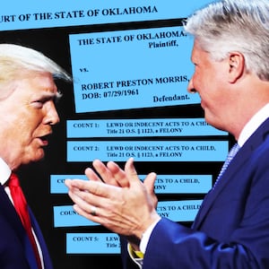 Donald Trump and Pastor Robert Morris who has been indicted on 5 counts of lewd or indecent acts with a child in Oklahoma.