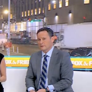 The cohosts of Fox & Friends are shown on the show's hallmark curvy couch on January 29, 2015.