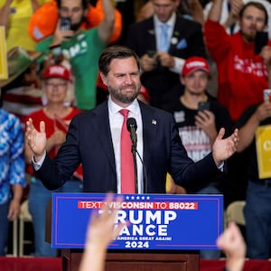 Republican U.S. vice presidential nominee Senator JD Vance speaks during a campaign event in Waukesha, Wisconsin, U.S. October 20, 2024.