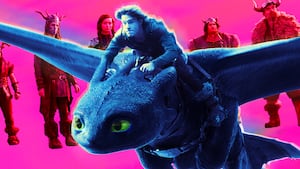 A photo illustration of Toothless and Mason Thames as Hiccup in  the live-action How to Train Your Dragon.