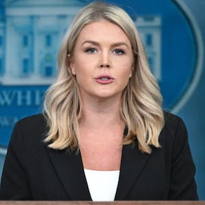 White House Press Secretary Karoline Leavitt speaks during the daily briefing on July 7, 2025 where she was grilled over the Jeffrey Epstein case after a DOJ memo denied the existence of a client list.