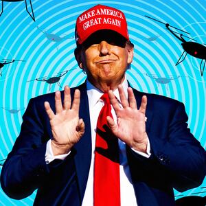 Donald Trump and a sky full of drones.