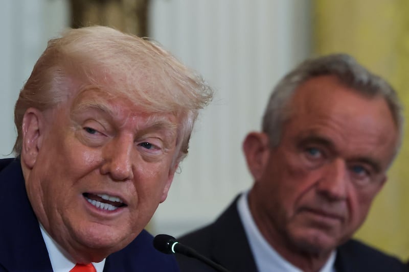 Donald Trump and Health and Human Services Secretary Robert F. Kennedy Jr. attend a Make America Healthy Again (MAHA) Commission event
