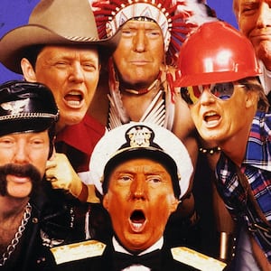 A photo illustration of Donald Trump as The Village People.