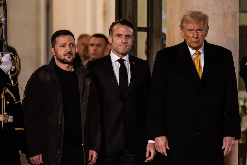 French President Emmanuel Macron met with president-elect Donald Trump and Ukrainian President Volodymyr Zelensky at the Elysee Palace.