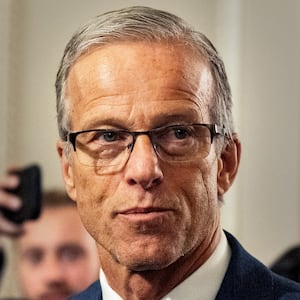 Senate Majority Leader John Thune, pictured July 1, said on Wednesday he hopes the Senate votes on the Russian sanctions bill before the August recess.