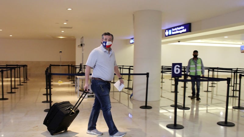 Ted Cruz coming back from Cancun, Mexico.