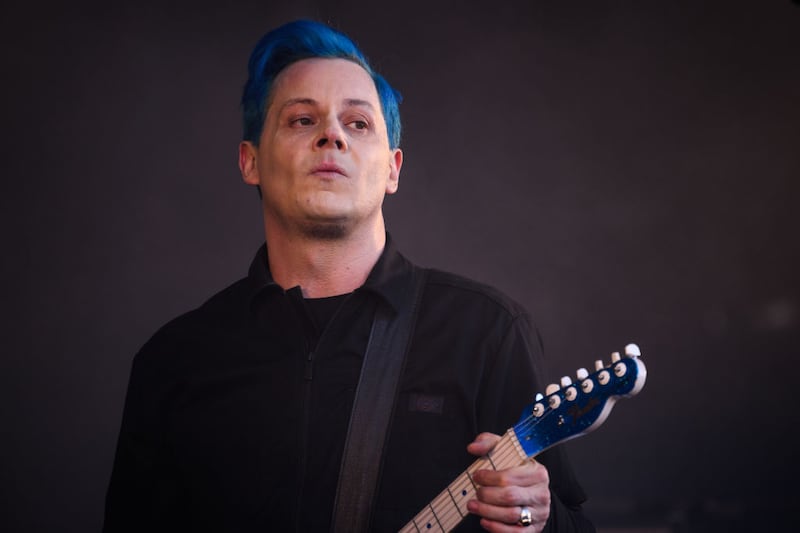 GLASTONBURY, ENGLAND - JUNE 26: US musician Jack White performs on The Park Stage during day five of Glastonbury Festival at Worthy Farm, Pilton on June 26, 2022 in Glastonbury, England. (Photo by Leon Neal/Getty Images)