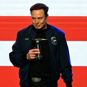U.S. President Donald Trump's adviser Elon Musk reacts on the day of a rally in support of a conservative state Supreme Court candidate of an April 1 election in Green Bay, Wisconsin, U.S. March 30, 2025.