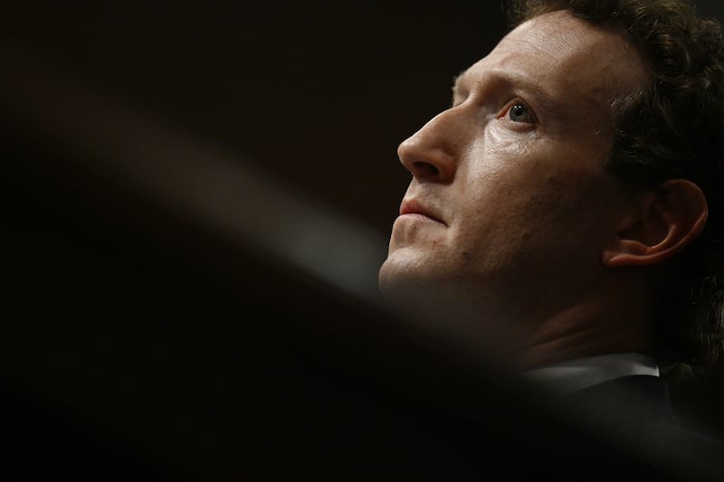 Mark Zuckerberg listens during a US Senate Judiciary Committee hearing in Washington, D.C., on January 31, 2024.