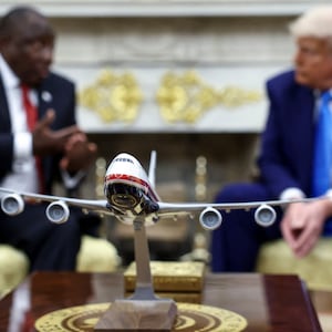 Donald Trump meets South African President Cyril Ramaphosa in the Oval Office of the White House in Washington