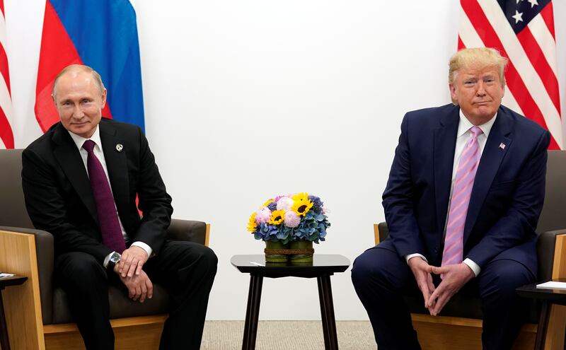 U.S. President Donald Trump meets with Russian President Vladimir Putin in 2019.