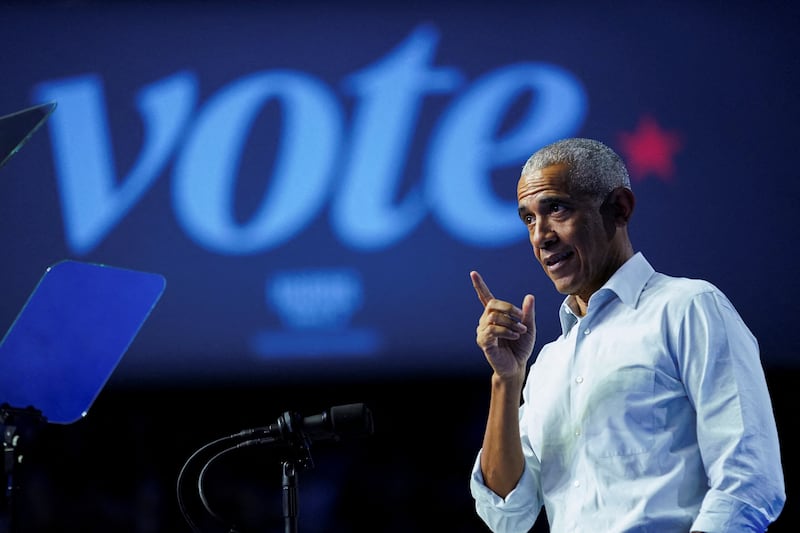 Obama campaigned for Harris before she lost to Trump in the 2024 election.