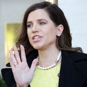 Rep. Nancy Mace (R-SC) leaves a House Republican conference meeting on Capitol Hill on April 27, 2022 in Washington, DC.