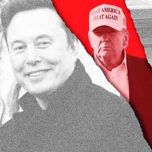 Elon Musk, Donald Trump, Stephen Miller photo illustration