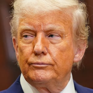 U.S. President Donald Trump attends a press conference in the Roosevelt Room at the White House in Washington, D.C., U.S., May 12, 2025.