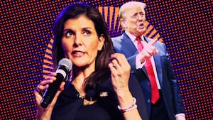 A photo illustration of Nikki Haley and Donald Trump.