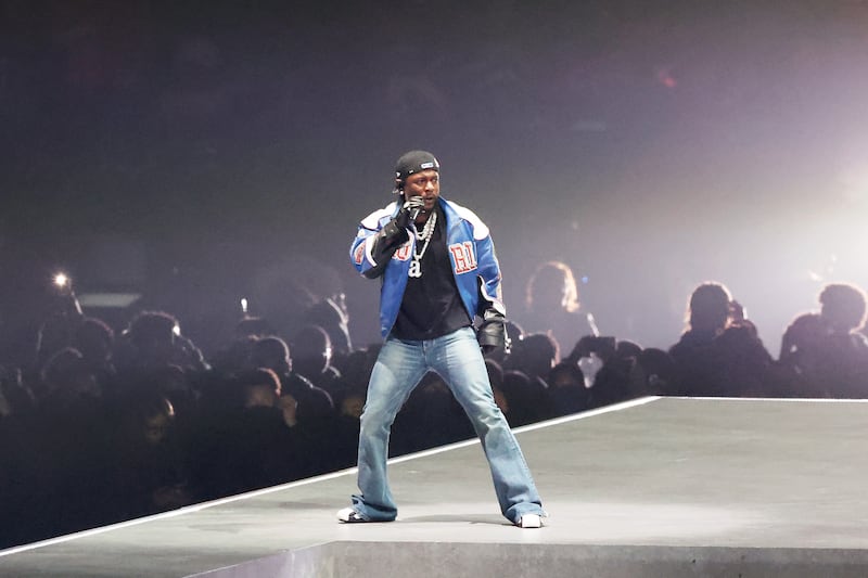 Kendrick Lamar performs onstage during Apple Music Super Bowl LIX Halftime Show