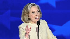 Hillary Clinton speaks on the first day of the Democratic National Convention in 2024.