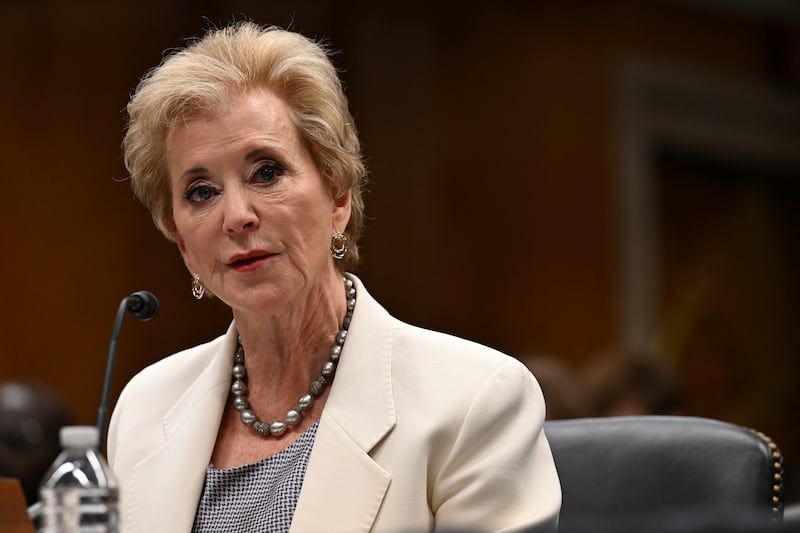 Education Secretary Linda McMahon testified on Capitol Hill on June 3 where she flunked a question about the U.S. reading and math.