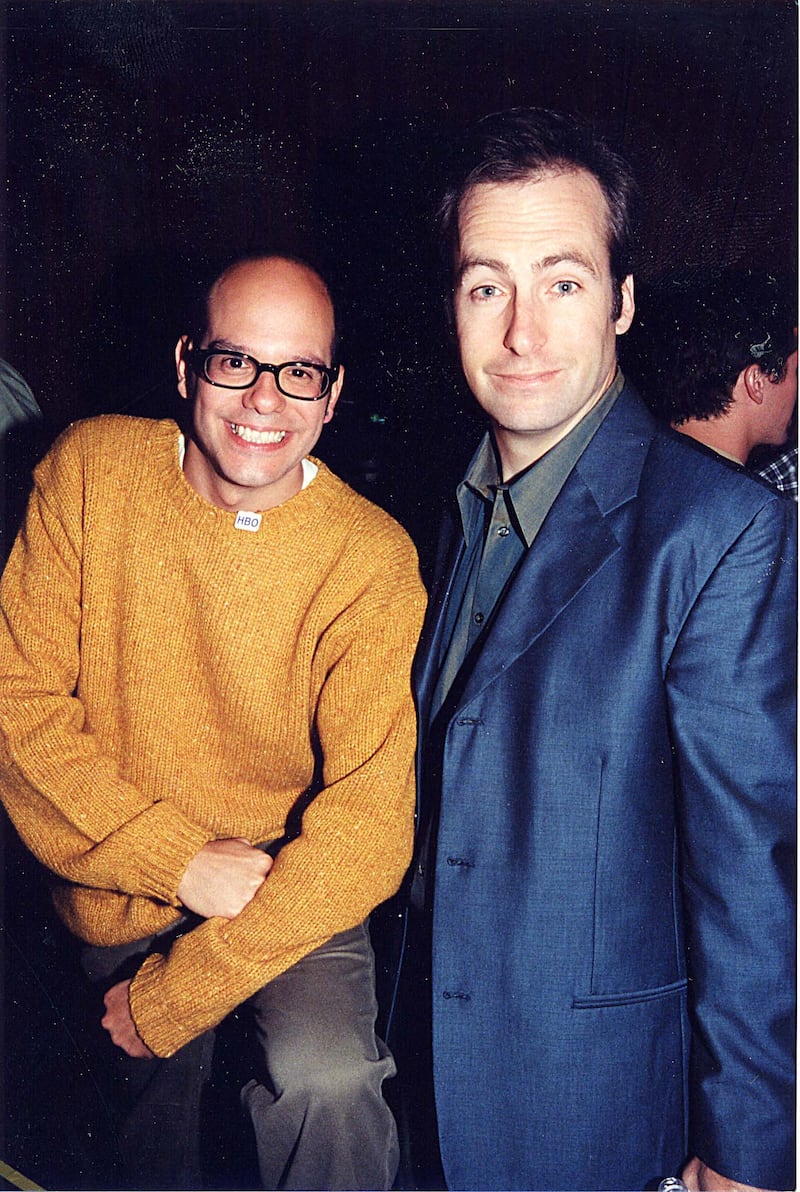David Cross and Bob Odenkirk at the 1998 Mr Show party in Los Angeles.