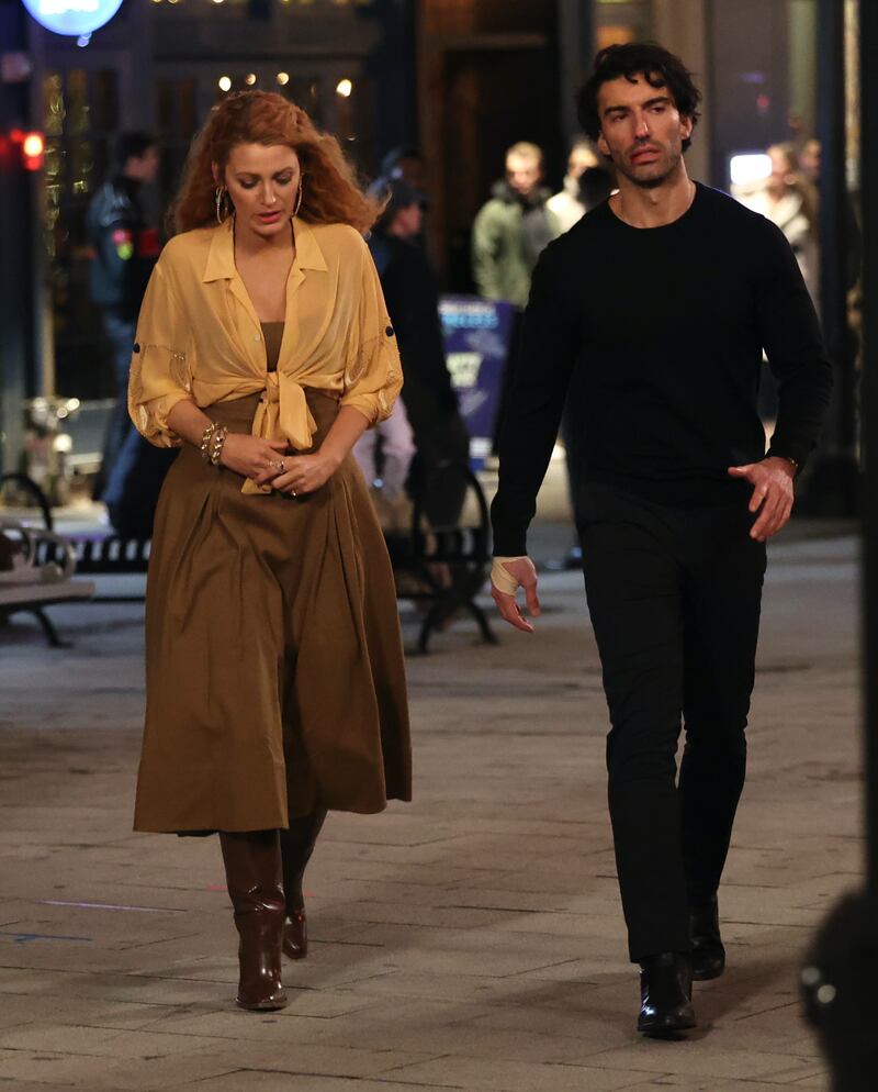 Blake Lively and Justin Baldoni are seen on the set of "It Ends with Us" shortly before the two become engulfed in a legal battle.