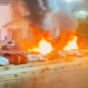 Teslas were lit on fire at a Tesla service center in Las Vegas, Nevada.