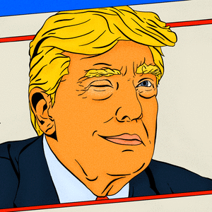 Illustrative gif of a ticket with Donald Trump winking on it