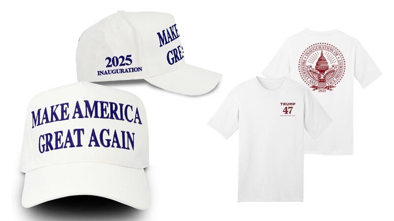 2025 Inauguration MAGA Hat and Trump 47 Inaugural Seal White T-Shirt.
