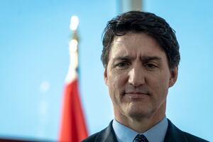 Prime Minister of Canada Justin Trudeau speaks at a press conference in the Old Port of Montreal in Montreal, Canada, on February 19, 2025.