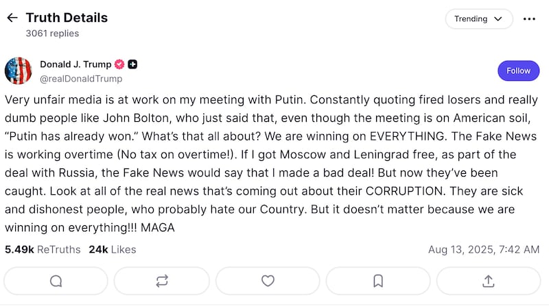 (Truth Social screenshot)
