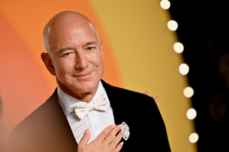 Jeff Bezos attends Vanity Fair magazine's 2025 Academy Awards after-party on March 2, 2025 in Beverly Hills, California.