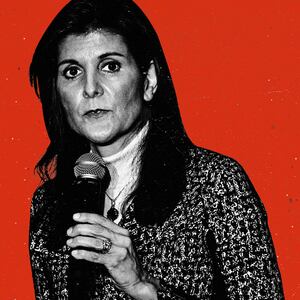 An illustration including a photo of Nikki Haley