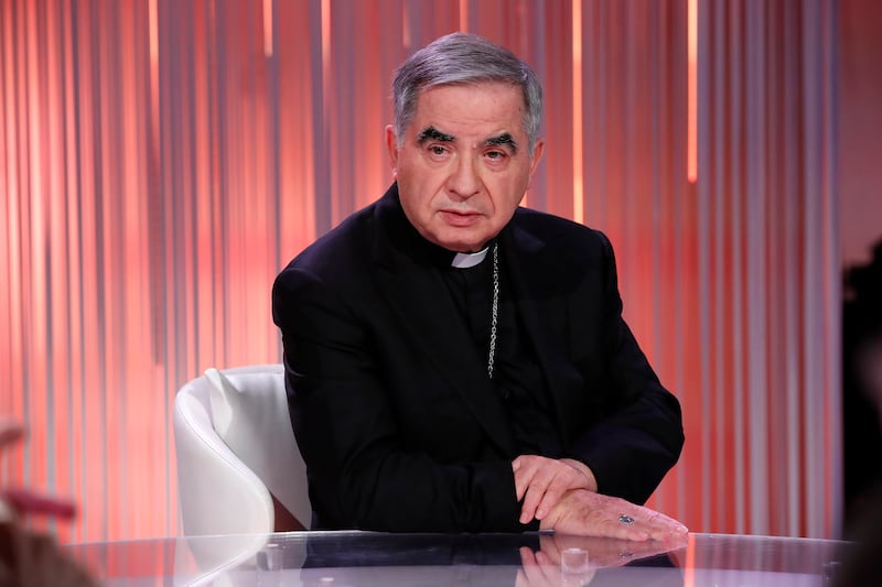 Cardinal Giovanni Angelo Becciu appears on the Italian TV show Cinque minuti.