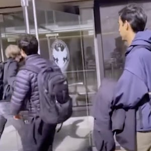 Three DOGE staff were seen walking into the building of the Consumer FInancial Protection Bureau in Washington, D.C. on Feb. 7.