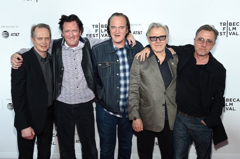 Steve Buscemi, Michael Madsen, Quentin Tarantino, Harvey Keitel and Tim Roth, who worked on ‘Reservoir Dogs’ attend a screening in 2017.