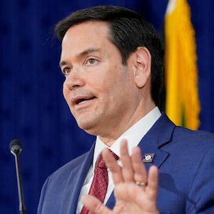 FILE PHOTO: U.S. Secretary of State Marco Rubio speaks during a joint press conference with Jamaican Prime Minister Andrew Holness, in Kingston, Jamaica, March 26, 2025. REUTERS/Nathan Howard/Pool/File Photo