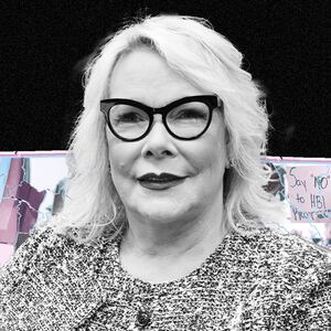 A photo illustration showing Tennessee lawmaker Olivia Hill and two protests for transgender rights in Tennessee.
