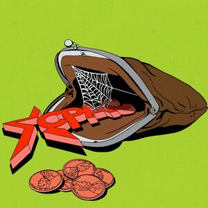 Illustration of a coin purse with CPAC logo coming out with a spiderweb and pennies