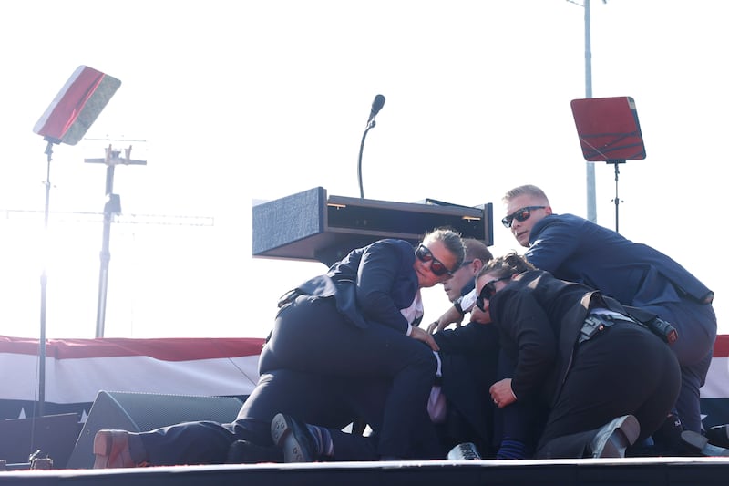 Donald Trump after being shot at a rally in Pennsylvania