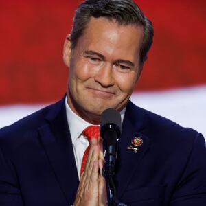 Michael Waltz speaks on stage on the third day of the Republican National Convention at the Fiserv Forum on July 17, 2024 in Milwaukee, Wisconsin.