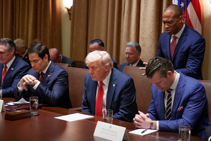 President Trump's Cabinet meeting began with a prayer led by HUD Secretary Scott Turner, a former NFL player and pastor.