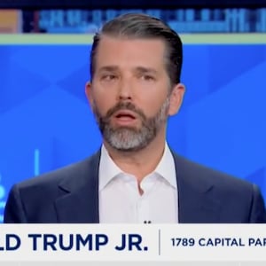 A screenshot of Donald Trump Jr. speaking on CNBC.