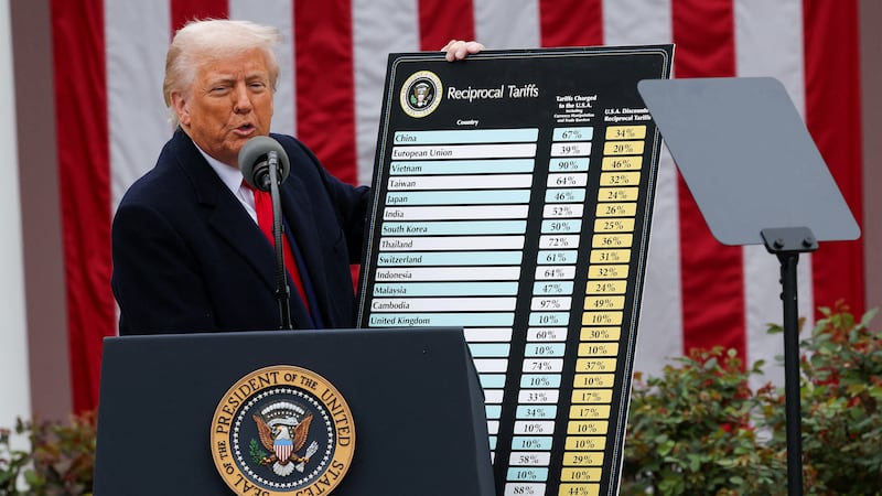 President Donald Trump delivers remarks on tariffs in the Rose Garden at the White House in Washington, D.C., April 2, 2025.
